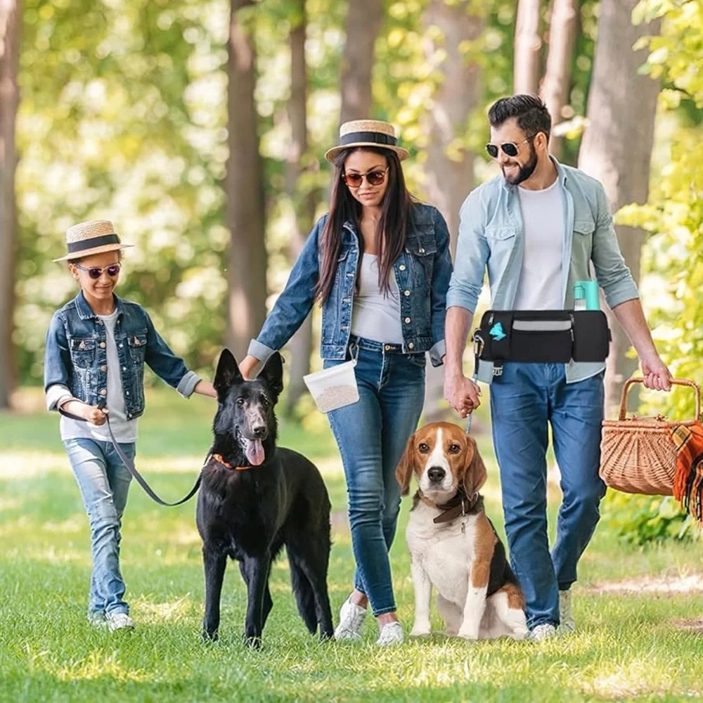 Dog Walking Fanny Pack Belt Bag for Leash Treats Training w Water Bottle Holder